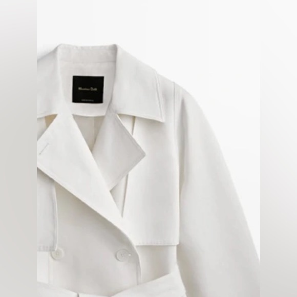 Massimo Dutti trench coat duster casual classic cream off-white with belt - Picture 11 of 12